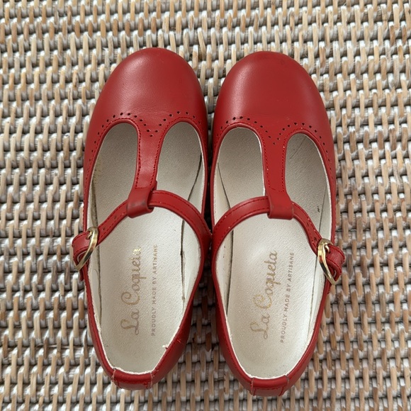 La Coqueta Red Leather Girl T-Bar Shoes - Picture 3 of 6